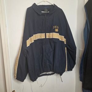 NCAA Notre Dame Fighting Irish Navy Gold Windbreaker Jacket Mens 3XL Full Zip